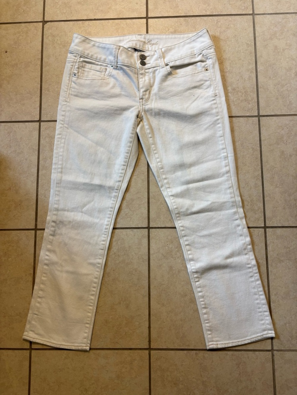 American Eagle Artist Crop White Jeans Womens Size 6 White Denim Stretch